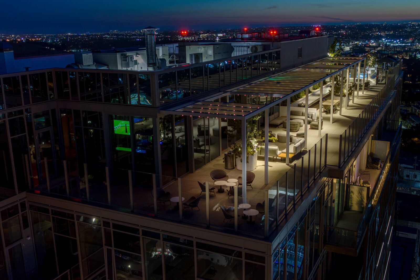 Cumulus rooftop drone night aerial