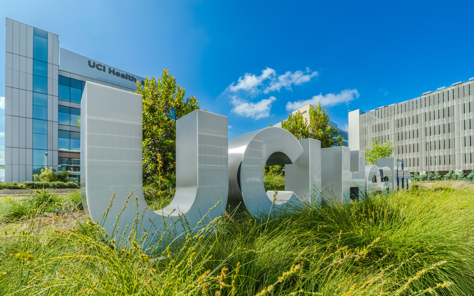 UCI Health sign sculpture